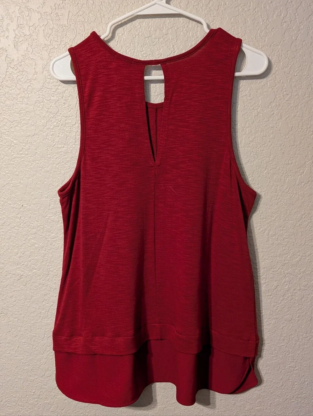 J.Crew Burgundy Red Swing Tank Top w/ Tiered Skirt & Keyhole Back, Size L